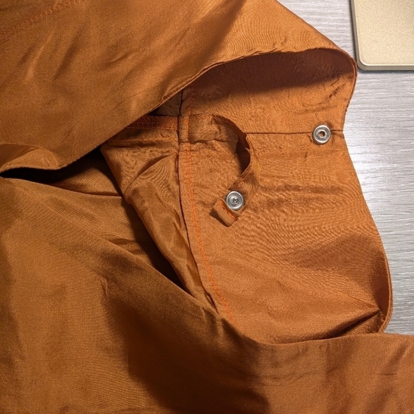 Fanm Djanm Burnt Orange 100% Silk V-Neck Lightweight Kaftan Dress Resortwear - Picture 9 of 12